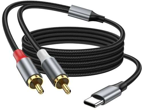 KAYQINHO USB C to RCA Audio Cable 10FT/3M, Type C to 2RCA Male Jack Splitter, RCA to USB C Adapter Auxiliary Cord Cable for iPhone 1716, Home Theater Amplifier TV Speaker Hi Fi Amplifer