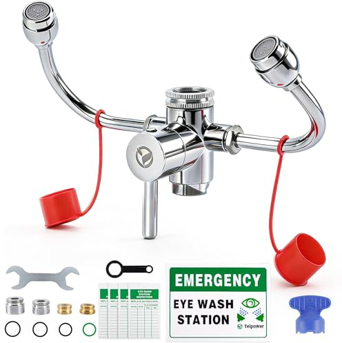 Yeipower Eyewash Staion Sink-Faucet Attachment-Kit - Faucet Mounted Emergency Eye wash Staion OSHA Approved First Aid Eye Flush Unit