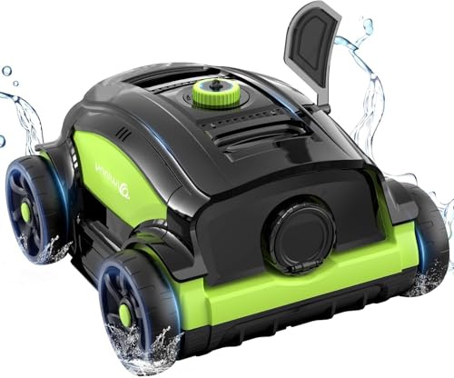 WINNY POOL CLEANER Winny 300II Robot Limpiafondos Piscina Automatico, Limpiador De Piscina Sin Cable, 120 Min, LED, Auto Estacionamiento, para Piscinas Desmontables 100m² - Negro Verde