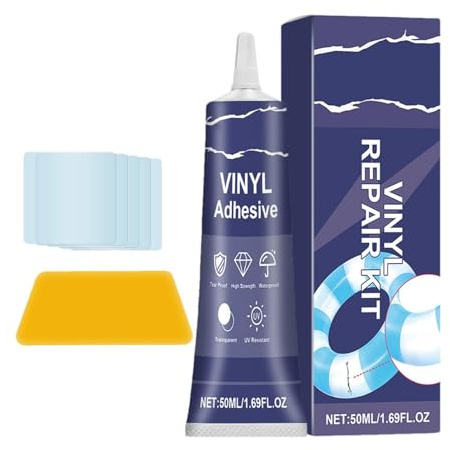 Flytande PVC reparationssats för gummibåtar | SUP-reparationssats för pool, bubbelpool, spa, lim och plåster, luftmadrasser, vattensäng, luftbädd, luftspårsvadare fungerar på alla PVC-material