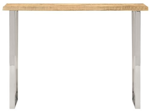 Console Table with Tree Edge Made of Solid Mango Wood 105 x 33 x 76 cm, Powder-Coated Steel Legs, Hallway Table and Side Table for Living Room, Hallway, Space-saving Storage and Storage Space