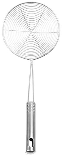 sourcing map Colador de Malla de Acero Inoxidable, Cucharón Colador de Espumadera de Araña Cuchara para Freír Cesta de Fideos Utensilio de Cocina, 15cm de Diámetro