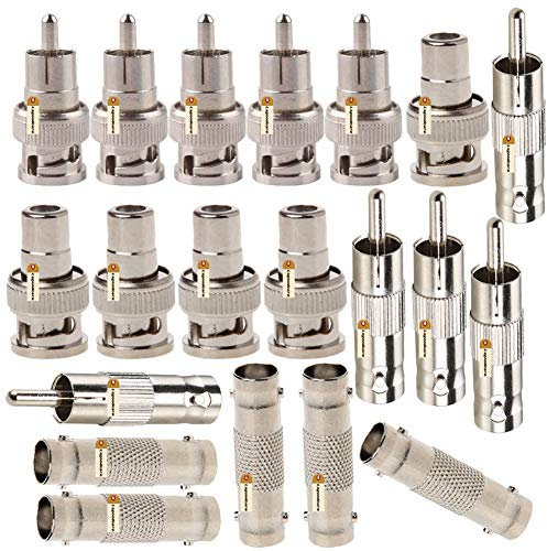 Lsgoodcare 40Pcs BNC Male to RCA Female & BNC Female to RCA Male & BNC Female to BNC Female & BNC Male to RCA Male Convert Coaxial Connector Adapter for CCTV Security Camera Surveillance Video