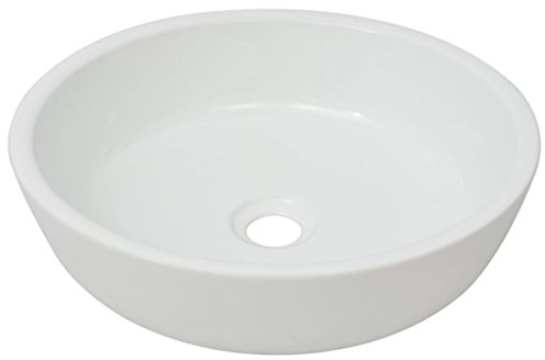 yorten Waschbecken Keramik mit Glasierter Oberfläche Waschtisch Waschplatz Waschschale Rund 42 x 12 cm (Durchmesser x H) Weiß