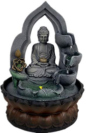 Fontana da tavolo con fontana Fengshui da tavolo da 30 cm, decorazione rilassante per interni, kit a cascata con flusso d'acqua circolare per casa, ufficio, camera da letto, grigio (grigio 2)