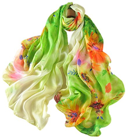 Prettystern Oversize XXL Damen Bunter Chiffon Seiden-schal Pareo Strand-Tuch