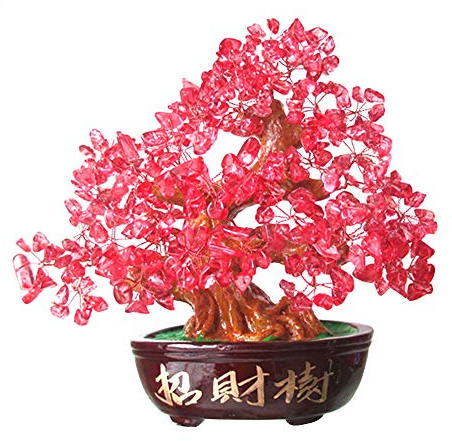 Zeberdany Kristall Glücksbaum, Gold Geldbaum Feng Shui Ornament für Reichtum, Glück Kristall Geldbaum Dekoration für Zuhause, Büro