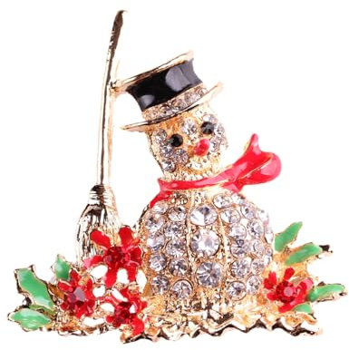 TENDYCOCO Schneemann Brosche farbige Strass Brosche Pin Breastpin Weihnachtsfeier Schmuck Kleidung Zubehör(Golden)