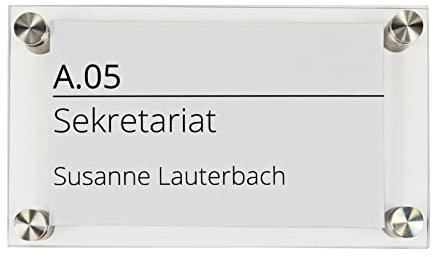EH Design Türschild/Wandschild aus Acryl I Transparent klare Abdeckung, Büroschild zum selbst beschriften, Infoschild für Wandmontage I inkl. Befestigungsmaterial (120 x 210 mm Silber)