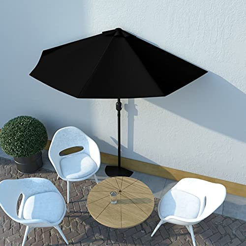 Suiwen Parasol Parasol de Jardin Exterieur Parasol Balcon Parasol Store Exterieur Terrasse Parasol de Balcon avec mât en Aluminium Noir 270x135x245cm Demi