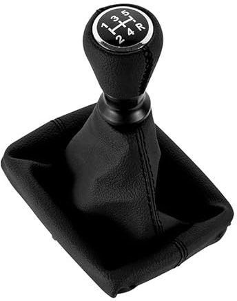 DOMENICA Pommeau de Levier de Vitesse Cuir avec Soufflet Compatible pour Peugeot 206 406 (Noir)