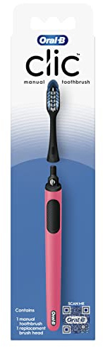 Oral-B Clic Manual Toothbrush, Coral, with Replaceable Brush Head - 1 Count