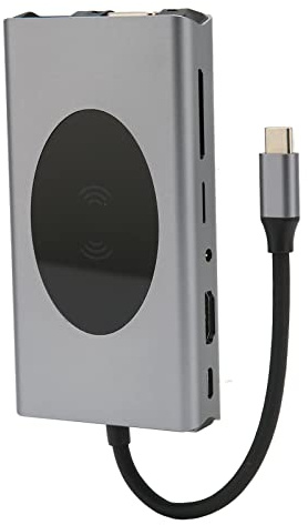 Elprico USB C Hub,13 in 1 USB C Hub Multiport Adapter,Type C Hub Type C to HD Multimedia Interface VGA 5 USB3.0 Memory Card Storage Card RJ45 PD AUDIO3.5 Wireless Charging