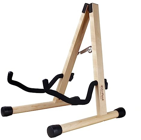 Gitarrenständer, Akustik-, Klassik-, E-Gitarrenständer, A-Frame Folding Bass Guitar Display Stand (Natural Solid Wood)