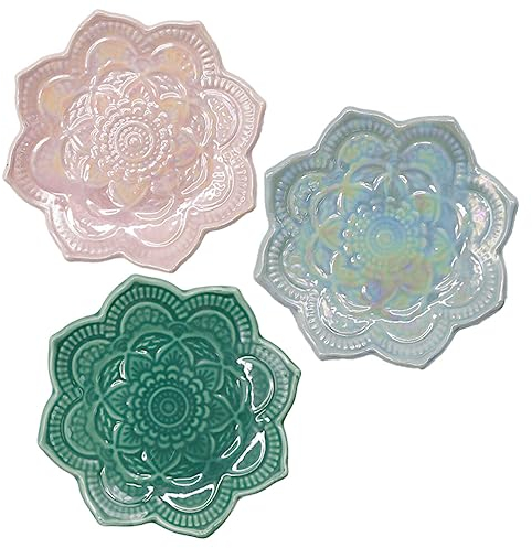 Cabilock 3 Piezas Bandeja De Joyería De Mandala De Cerámica De Estilo Nórdico Ins Plato Organizador De Joyas Sostenedor Del Anillo Boho Placa De Almacenamiento De Llaves Collar Disco Anular