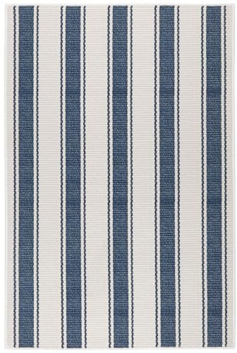 Dash & Albert Awning Stripe Blue Machine Washable Rug, 7.5 X 9.5 Feet, Blue Stripe Pattern
