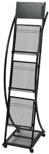 Homgoday Zeitschriftensammler, 40 x 32 x 131 cm, Schwarz, A4, Sideboard, Küchenschrank, Aufbewahrungsschrank für Wohnzimmer, Schlafzimmer, Büro j