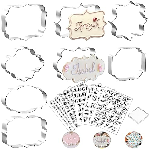 Juego de moldes para fondant, 8 unidades, 5 unidades, sello de fondant, sello de silicona, 1 bloque acrílico, incluye letras mayúsculas y números para galletas, tartas, decoración DIY