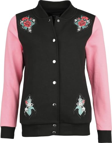 Rock Rebel by EMP Donna Giacca college nera/rosa con polsini a coste M