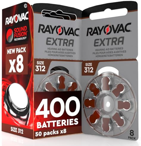 400 Piles Auditives Rayovac Extra 312 PR41 Brun Udivita - 50 Blisters de 8 Piles