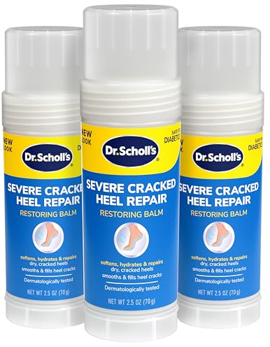 Dr. Scholl's Severe Cracked Heel Repair Restoring Balm 2.5oz, with 25% Urea for Dry, Cracked Feet, Heals and Moisturizes for Healthy Feet, Epsom Salt Soothes, Safe for Diabetics, 3-pack