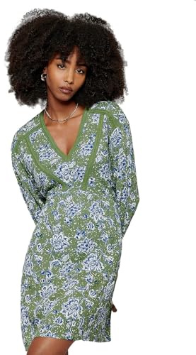 KAPORAL, Vestido para Mujer, Corte, Manga Tres Cuartos, Cuello en Pico, Modelo Mael, Color Khaki, M