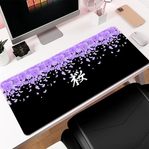 Hixingo Fleur de Cerisier Japonais Tapis de Souris XXL, Tapis de Souris Gamer, Tapis Souris avec Bords Cousus, Tapis de Souris en Base Antidérapante Convient Gaming, Maison (900x400x3mm,Sakura 3)