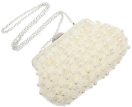 SAFIGLE Handtaschen für Damen Abendtasche Elegante Clutch Geldbörse mit Strass-spitze für Bankett Abendessen Hochzeit Abendparty Bar Tanzanlässe Weiß