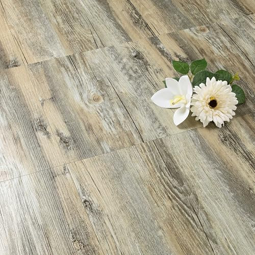 FunStick Rustic Wood Effect Floor Tiles Self Adhesive Vinyl Flooring Kitchen Bathroom Waterproof Peel and Stick Floor Tiles Square Bathroom Tile Stickers Wood Brown Laminate Flooring 30x30CM 5 Pcs