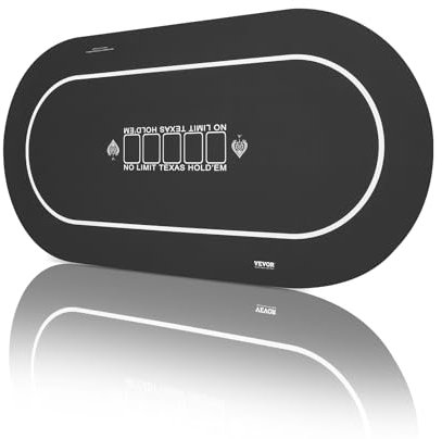 VEVOR Tapis de Poker Pliable 180x90 cm, Tapis de Jeu de Cartes pour 6 à 8 Joueurs avec Sac de Transport, Nappe de Table de Poker pour Jeux de Poker Portable, Salle de Poker, Ovale Allongé, Noir
