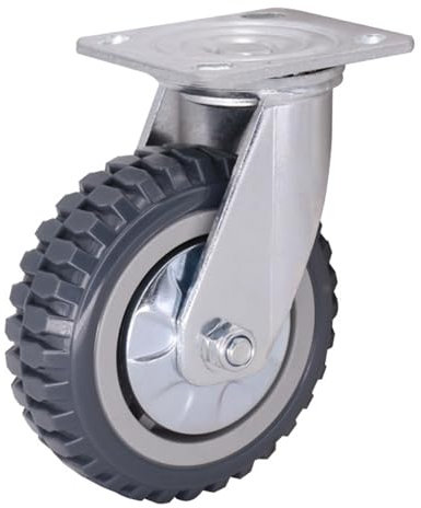 Hochleistungs Lenkrollen, Rollen mit Reifenlauffläche, Doppelkugellager, Geräuschlose Bewegung, Keine Bremsen, für Werkbank, Trolley(15cm/5.9in)