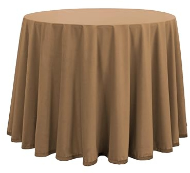 Donegal Collections Falda Mesa Camilla Redonda 100 cm Camel - Faldillas Mesa Camilla Invierno Altura Mesa 75 cm - Tejido Aterciopelado Ideal Otoño/Invierno, Fabricado 100% España