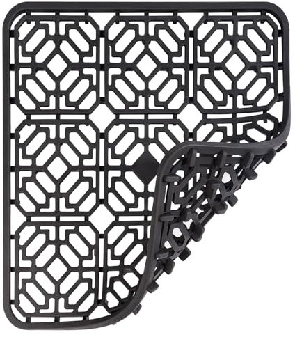 MOLEDINO Silicone Sink Protector Mat & Liner 13.2x11.3 for Ceramic/Stainless Steel Kitchen Sinks Dishwasher Safe,Heat-Resistant Non-Slip Kitchen Mat,Multi-Purpose Pot Holder Trivet (Dark Grey)