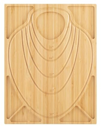 Ksikdeg Plateau à bijoux en bois pour loisirs créatifs, colliers, perles, accessoires, planche de mesure rectangulaire