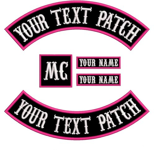 5 Stück personalisierte Motorrad-Rocker-Patches, bestickter Biker-Rocker-Namenspatch, Rider Club Patch Motorrad-Patches für Weste, Jacken, Jeansjacke zum Aufbügeln