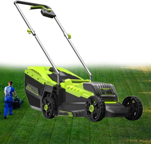 GESAIDES 40V Electric Lawn Mower, 33 cm(13 in) Cordless Lawn Mowers with 2 x 4.0Ah Portable Battery, Brushless Motor, 3-Position Height Adjustment for Garden, Yard and Farm