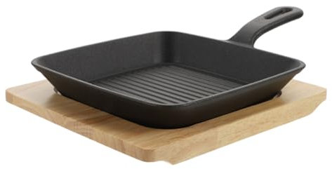 OUNONA 1 Juego Sartén Cuadrada Madera Utensilio de Cocina Teppanyaki y Asar Cocina Vitrocerámica