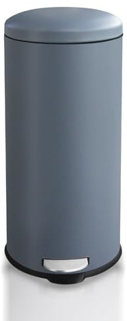 JM ·YIPENG Mülleimer 30L, Rund, Tretmülleimer，Mit Softclose-Deckel, Grau | Abfalleimer 30 Liter Mit Fußpedal, Edelstahl, Mülleimer Mit Inneneimer, Softclose-Deckel, Griff, Für Küche, Wohnzimmer, Büro