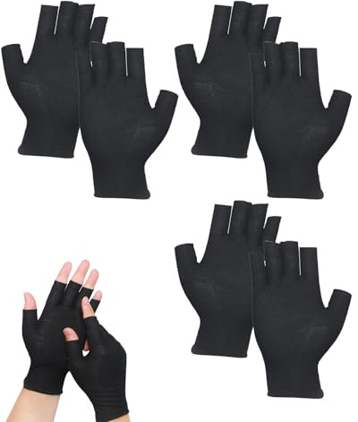 ZEXIJOW 3 Paires Gant Coton Hydratants Eczema,Gants de Travail Minces Contre Névrodermite,Gants Protection l'eczéma pour Peau Sèche et Sensible,Convient aux mains sèches,Conception sans doigts-Noir