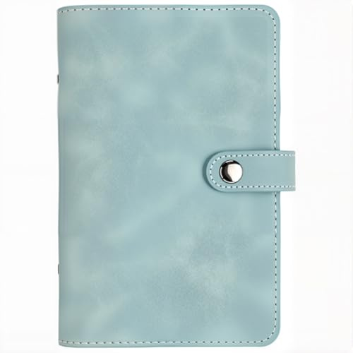 CALFOVERA Carnet à Anneaux en Cuir PU Couverture Souple Rechargeable Format A6 avec Pochette de Séparation pour Feuilles de Notes (Turquoise).