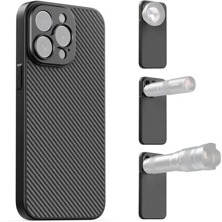 APEXEL 17mm Threaded Lens Phone Case is Compatible With iPhone 15 Pro, Compatible with All Telephoto Lenses and Macro Lenses, Thread Pitch 0.75mm, Black