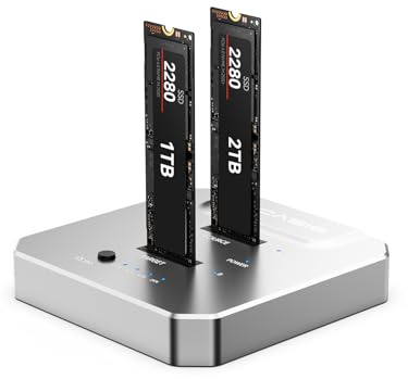 ACASIS 20Gbps M.2 NVMe SSD Cloner & Docking Station, Dual-Bay Offline Duplicator with Aluminum Heat Dissipation Enclosure, Tool-Free USB Adapter for M Key PCIe NVMe SSD Reader