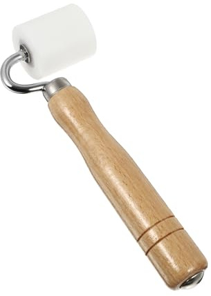 Lurrose Rouleau de Pression Mural Manuel 40x35 Mm Manche en Bois Ergonomique Outil à Rouleau pour Pose Papier Peint Encollage et Marouflage pour Travaux de Décoration Intérieur