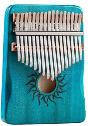 Kalimba Daumenklavier mit 21 Tasten, Ahorn, 17 Tasten, tragbar, für Anfänger (Blau mit 17 Tasten)