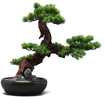 Konstgjorda träd Konstgjorda landskap Träd i krukväxter stenpartiprydnader Zen falska gröna växter Bonsai Hotell främre entrén Simulering Lönnlöv prydnader 17,7 tum Krukväxter