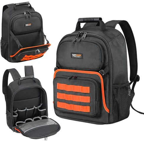 TUFFWORX 25 Pockets Tool Backpack with Multiple Compartments, 30x15x41 cm | Heavy Duty Fabric, Multiple Compartments, Tool Rucksack