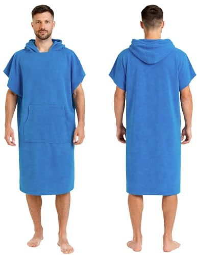 Adore Mens Microfibre Changing Robe Poncho - Blue, L/XL