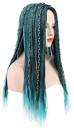 Karlery Frauen Lange Zopf Blau und Schwarz Mixed Perücke Halloween | Cosplay Anime Kostüm Party Perücke