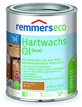 Remmers Hartwachs-Öl [eco] eiche hell, 0,75 Liter, für innen, natürliche Basis, 3in1: Beize, Öl und Versiegelung in einem, rutschhemmend, vegan