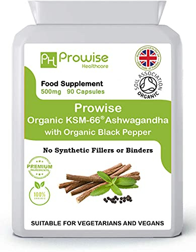 KSM-66 Ashwagandha mit Bio-Schwarzpfeffer 500mg 90 Kapseln | Zertifizierte Ashwagandha KSM-66 100% natürliche Ergänzung | Ayurveda-Formel - UK Hergestellt | GMP-Standards von Prowise Healthcare